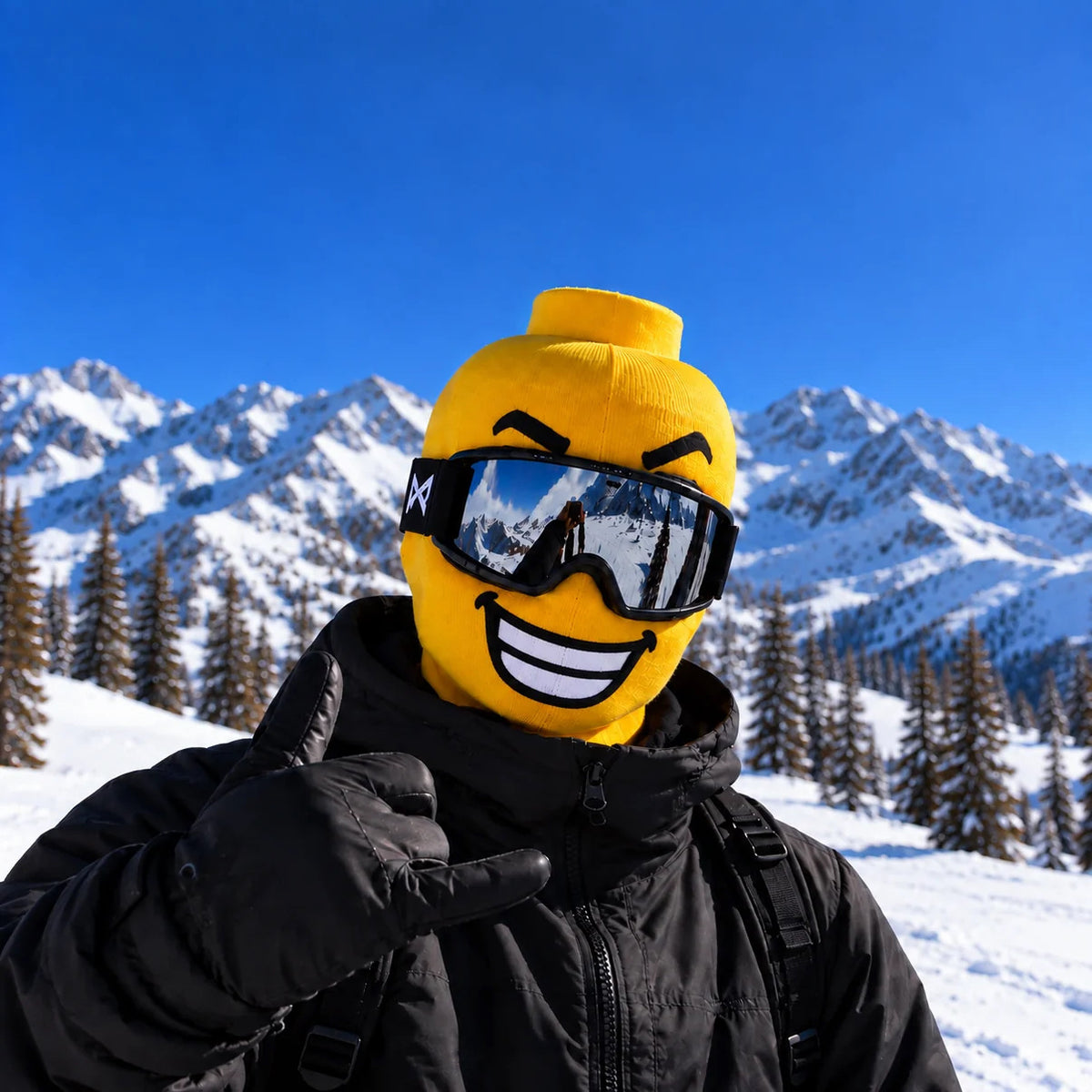 Knit balaclava with funny printed face