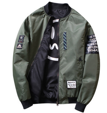 Men's reversible bomber jacket in army green
