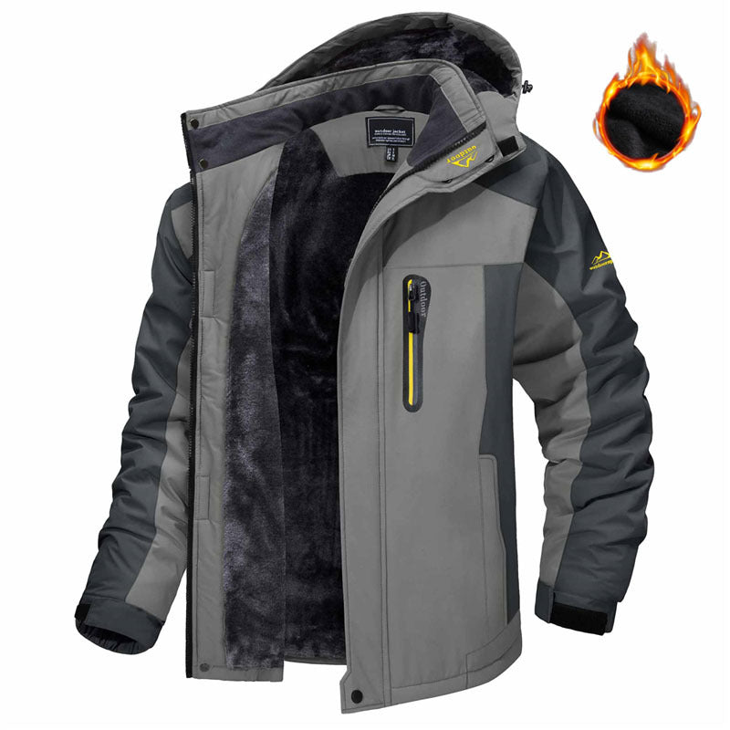 Man in a fleece-lined hooded winter parka