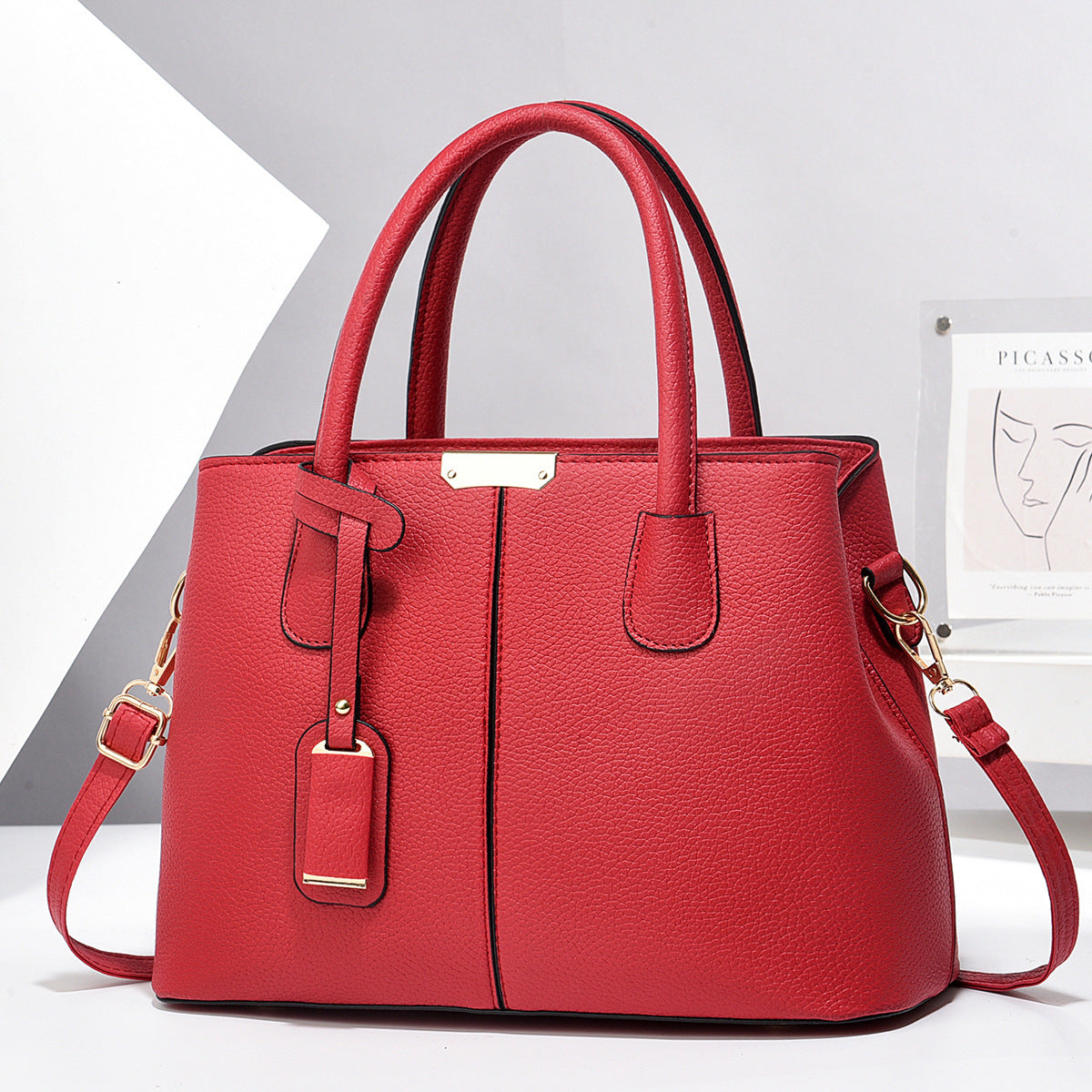 Structured vegan leather tote bag