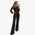 Women's Jumpsuit with V-Neck and Wide Leg