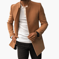 Men's Coat with Stand-Up Collar and Buttons