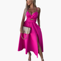 Women’s Midi Dress with Straps and Front Slit