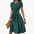 Women’s Jumpsuit with Belted Waist and Printed Surface