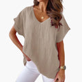 Women’s Plain V-Neck T-Shirt Short Sleeve Top