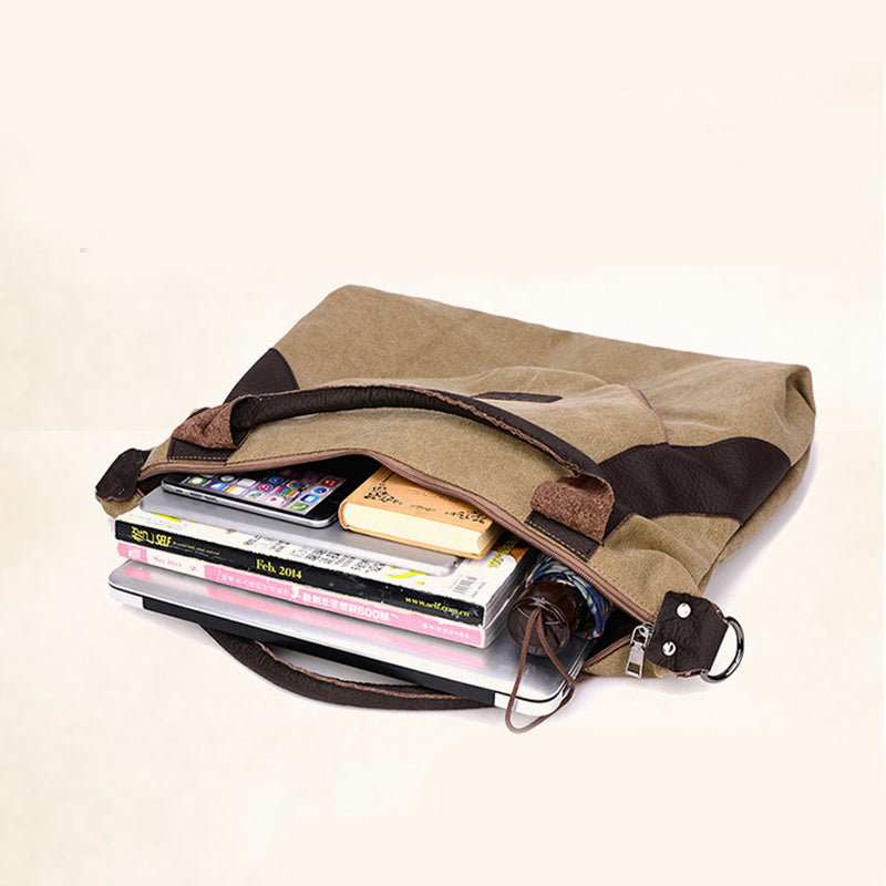Lake blue canvas shoulder bag with contrast handles