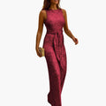 Women’s Jumpsuit with Tie Belt and Long Legs