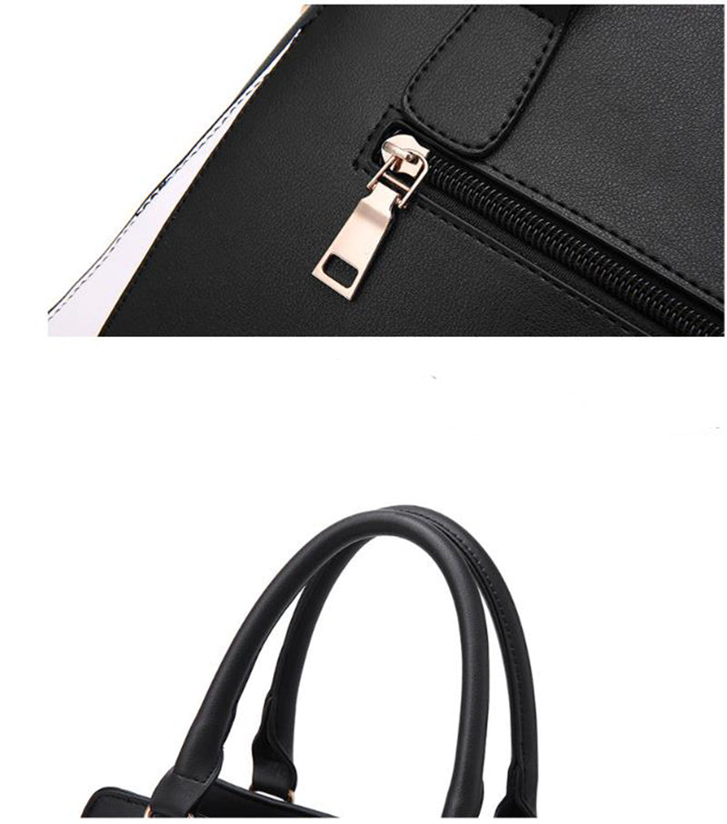 Two-tone handbag with pompom charm