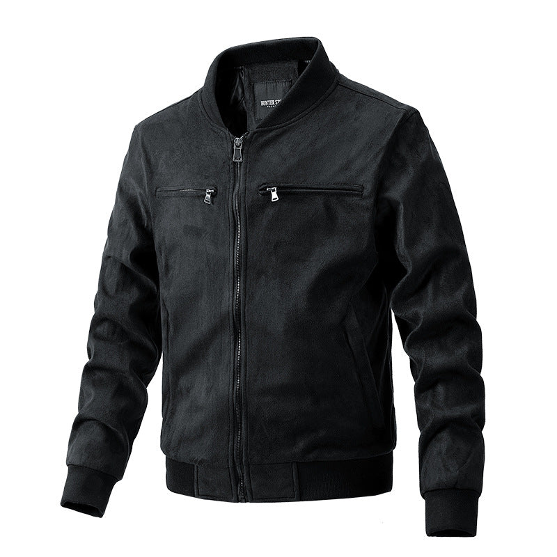 Men's faux suede bomber jacket