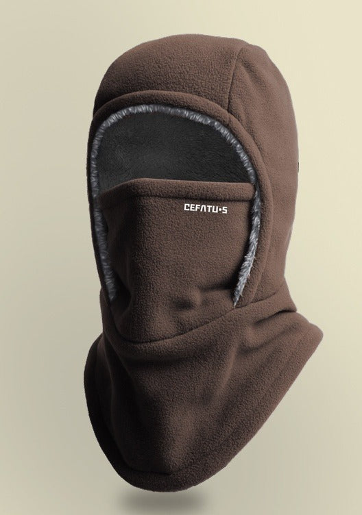 Black fleece balaclava hood with face mask
