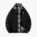 Men's Retro Bomber Jacket with Zip Fastening and Checked Lining