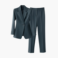 Women’s Blazer Set with Structured Fit and Straight Pants