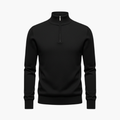 Men’s Zip Sweater with Stand Collar and Ribbed Hem