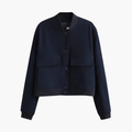 Women’s Jacket with Button Closure and Ribbed Hem