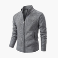 Men's Knit Jacket with Zipper and Ribbed Collar