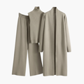 Women’s 3 Piece Knit Set with Open Cardigan Sleeveless Top and Wide Leg Pants