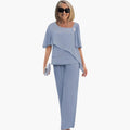 Women’s Set with Layered Top and Straight Leg Pants