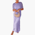 Women’s Maxi Dress Set with Cut-Out Overlay and Layered Design