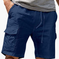 Men's Above-Knee Cargo Shorts with Elastic Waistband and Utility Pockets