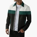 Men's Bomber Jacket with Textured Design and Contrast Stripes