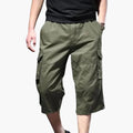 Men's Cropped Cargo Pants with Multiple Pockets and Loose Fit