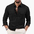 Men’s Long Sleeve Button-Down Shirt with Two Chest Pockets