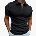 Men’s Short Sleeve Zip Collar Polo Shirt – Plain One-Piece Top