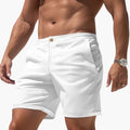 Men's Slim Shorts with Button and Zipper Closure and Cuffed Hems