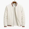 Men’s Striped Bomber Jacket with Front Zip, Ribbed Cuffs and Side Pockets