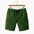 Men's Thigh-Length Cargo Shorts with Elastic Waistband and Drawstring