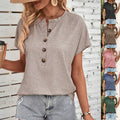 Women's Casual T-Shirt with Button Placket and Short Sleeves by Heidi-Mode