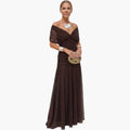 Women’s Maxi Dress with V Neck and Pleated Waist