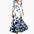 Women’s Maxi Dress with Wrap Neckline and Printed Pattern