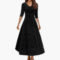 Women’s A-Line Dress with Round Neckline and Flowing Skirt