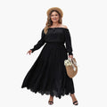 Women's A-Line Maxi Skirt with Elastic Waistband and Side Pockets