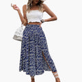 Women's A-Line Skirt with Side Split and Printed Surface
