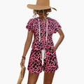 Women’s Animal Print Hooded Top and Shorts Set – Two-Piece Outfit