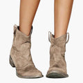 Women's Ankle Boots with Pull Tabs and Textured Surface