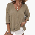 Women’s Basic T-Shirt with V Neck and Plain Surface