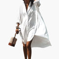 Women’s Beach Dress with V Neck and Long Sleeves