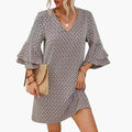 Women’s Beach Dress with V Neck and Wide Sleeves