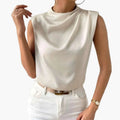 Women's Blouse with Sleeveless Design and Round Neckline