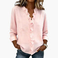 Women’s Blouse with V Neck and Ruffle Detail