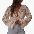 Women's Blouse with V Neckline and Embroidered Details