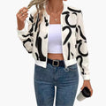 Women’s Bomber Jacket with Zip Front and Printed Surface