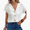 Women’s Button Detail T-Shirt with Knotted Hem