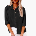 Women’s Button Front Short Sleeve Blouse – Classic Woven Top