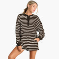 Women's Button Placket Top and Elastic Waist Shorts Two-Piece Set