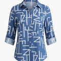 Women’s Classic Button-Down Blouse – Long Sleeve Lapel Collar Woven Shirt