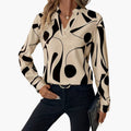 Women’s Classic Long Sleeve Button-Down Shirt – Woven Polyester Blouse